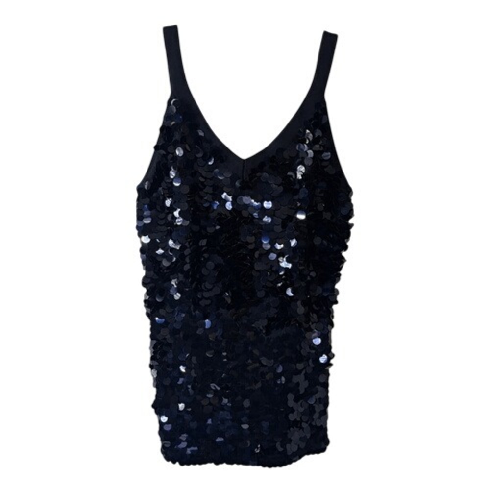 Intuition Navy Knit Tank with Large Sequins, Size‎ Large